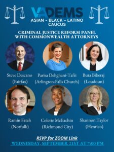 Criminal Justice Reform Panel with our Commonwealth Attorneys @ Zoom