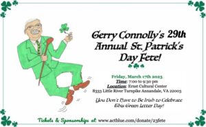 Congressman Gerry Connolly’s 29th Annual St. Patrick’s Day Fête! @ Ernst Cultural Center - Northern VA Community College