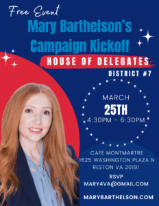 Mary Barthelson’s Campaign Kickoff (House District 7) @ Cafe Montmartre