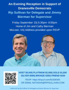 Rip Sullivan & Jimmy Bierman Joint Fundraiser! @ McLean address provided upon RSVP