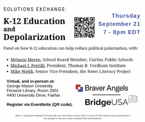 Solutions Exchange: K-12 Education and Depolarization @ George Mason University, Fenwick Library, Main Reading Room (Room 2001)