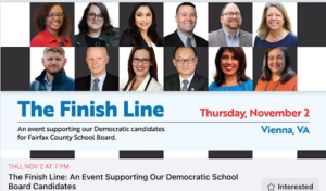 The Finish Line: An Event Supporting Our Democratic School Board Candidates @ Home of Sue Langley in Vienna