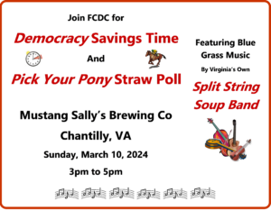 Annual Democracy Savings Time & Pick Your Pony Straw Poll @ Mustang Sally Brewing