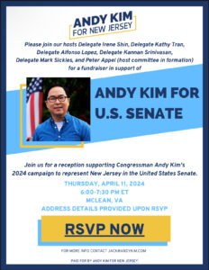 Reception in Support of NJ Rep. Andy Kim's 2024 U.S. Senate Campaign @ McLean